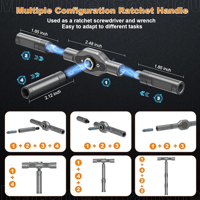 42 In 1 Magnetic Screwdriver Set, Ratcheting Screwdriver Set with Detachable Handle, Multi Magnetic Bits, Portable Repair Tools for DIY, Electronics, Car, Bicycle, Computer(Orange)