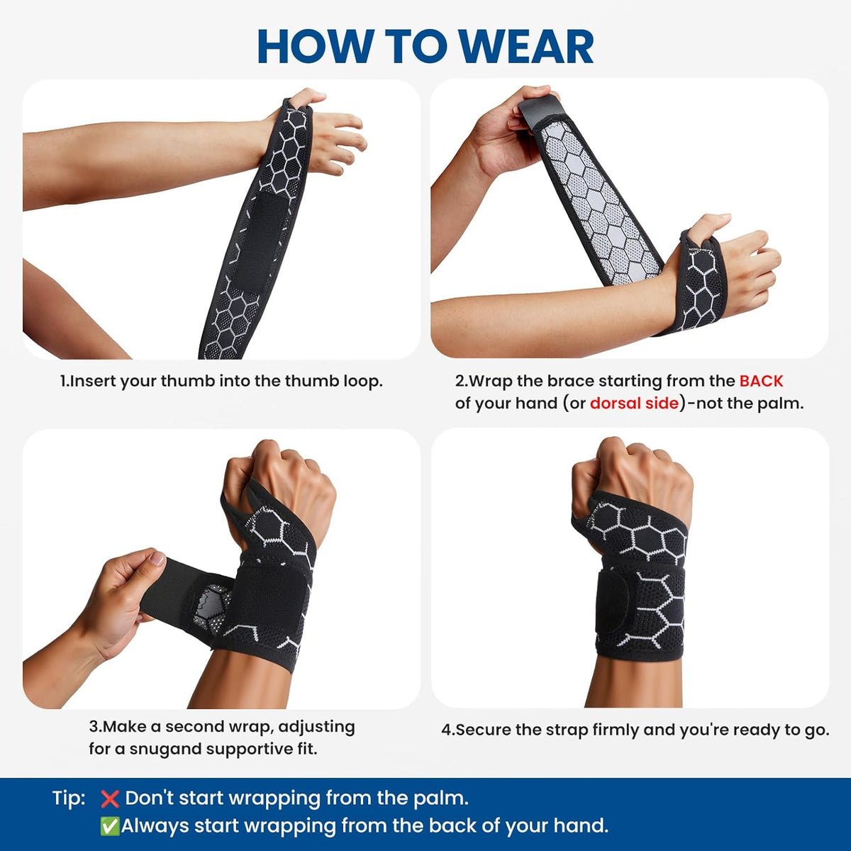 Skiennix Adjustable Wrist Support Brace - Breathable Wrap for Carpal Tunnel & Pain Relief | Unisex, One Size (Black)