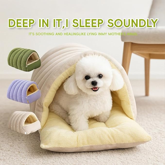 Removable and Washable Winter Closed-Off Cat Bed, Cat Winter Cave, Cute Cat Beds for Indoor Cats, Disassembled Design for Easier Cleaning, with Hair Remover (2PcsPurple, 22.4 * 14.6 * 11.0 in)