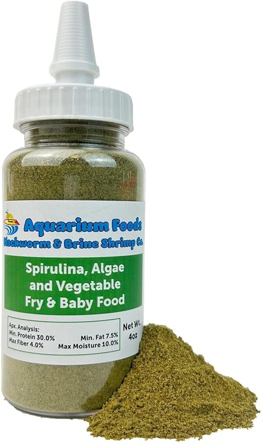 Aquatic Foods Inc. Spirulina, Algae, Vegetable Powder for Tropical Fish Fry and Babies, Corals, Anemones…4oz Squeeze Bottle