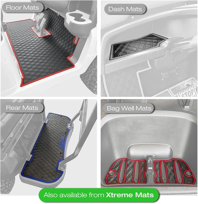 Xtreme Mats ICON Compatible, Full Coverage Golf Cart Floor Liner - Compatible with ICON Golf Carts (i20, i40) and Advanced EV (Gen1) - Beige Trim