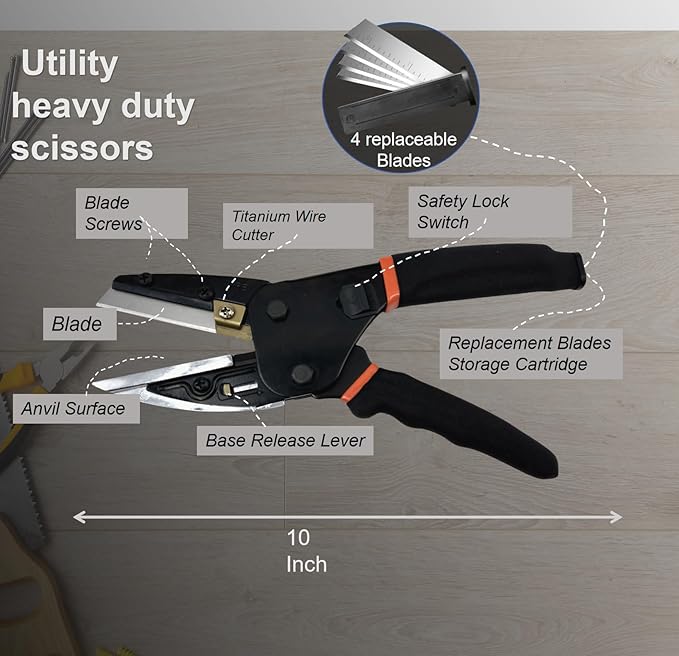 Upgraded Multipurpose Heavy Duty Scissors - Advanced All-Purpose Utility Industrial Scissors with Enhanced Safety, Ergonomics, and Cutting Performance Black