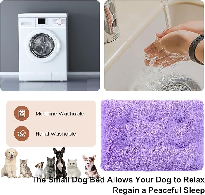 Dog Crate Mat, Dog Bed for Large Dogs, Comfy Fluffy Kennel Pad Anti-Slip for Dog beds & Furniture, Quilted Dog Bed for Pets for Medium/Small Dogs Cats (Color : Purple, Size : 43x29)