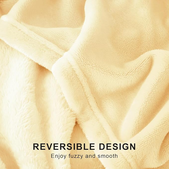 Hansleep Throw XL Bright Yellow Fleece Blanket, Soft Flannel Bed Blanket | Fuzzy Cozy Blanket 50x70 Inches, Multi-use for Bed, Sofa, Couch, Travel, Camping, All Season Warm Lightweight Cover