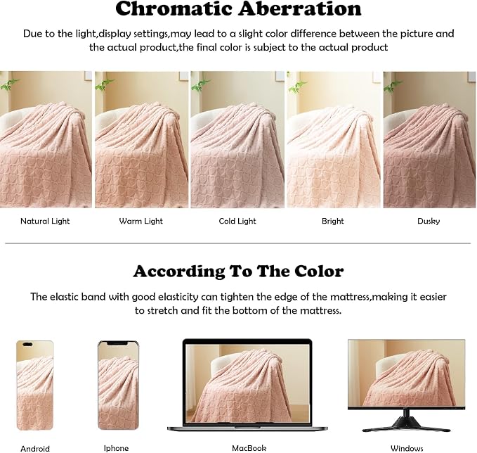 NEWCOSPLAY 3D Heart Checkered Flannel King Blanket, Dusty Pink, 90"x110" | Super Soft Cute Lightweight Decorative Premium Silky Fleece Blanket for Couch Sofa Bed, Gift for Women Men, All Season Use