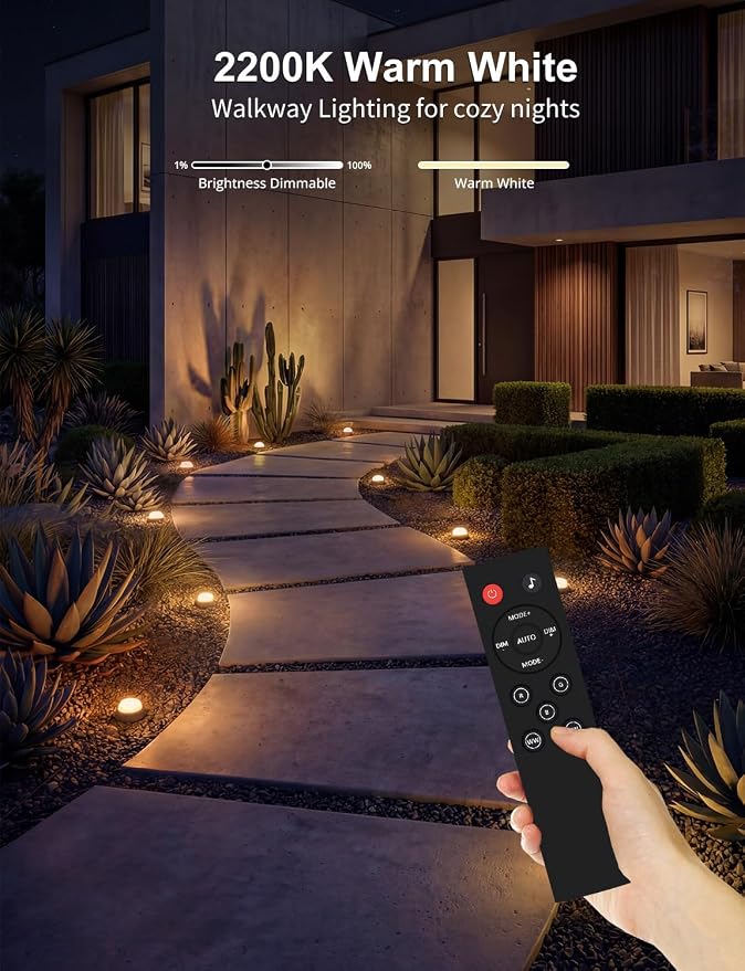 APPECK Outdoor Ground Lights 16 Pack, 50FT RGBW Pathway Lights Wired | IP65 Waterproof Landscape Lights, Color Changing, 2200K Warm White, Garden Yard Lawn Walkway, Holiday Decor, Alexa Compatible