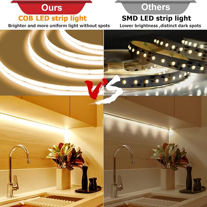 AUZIWECOB LED Strip Lights 9.84ft, White LED Light Strip 6000K, DC24V Tape Light, CRI93+, Bluetooth App Control, Dimmable LED Strips for Bedroom,Cabinet,Living Room.