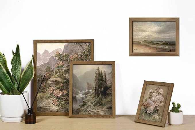 16 PCS Framed Vintage Wall Art Decor, French Country Farmhouse Gallery Wall Frame Set Prints for Bedroom Bathroom, Rustic Landscape Posters for Living Room Aesthetic, Cottagecore Dorm Home Collage Kit