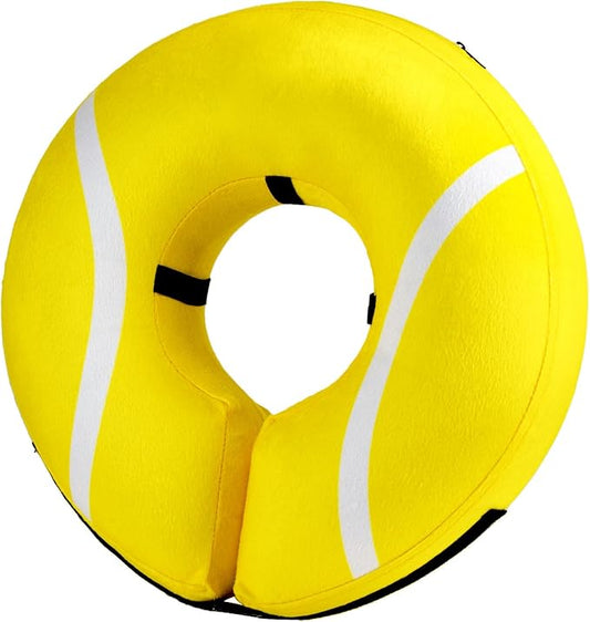 BENCMATE Inflatable Dog Cone Collar Alternative, Soft Dog Cone for Small Medium Large Dogs and Cats, Neck Recovery ECollar Donut Collar After Surgery (Large, Tennis)