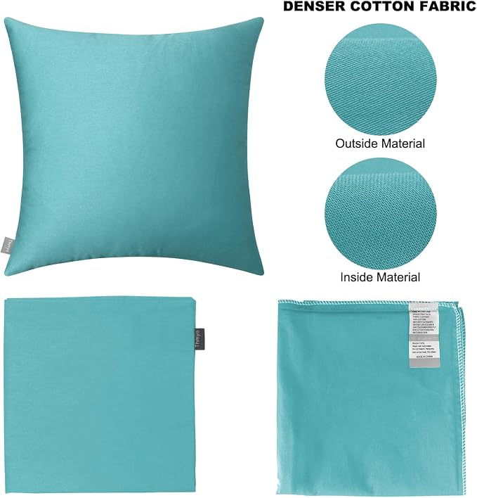 4-Pack 100% Cotton Comfortable Solid Decorative Throw Pillow Case,Thmyo Square Cushion Cover Pillowcase Sublimation Blank Pillow Covers DIY Throw Pillowcase for Sofa Bedroom(22x22 inch/ 55x55cm,Green)