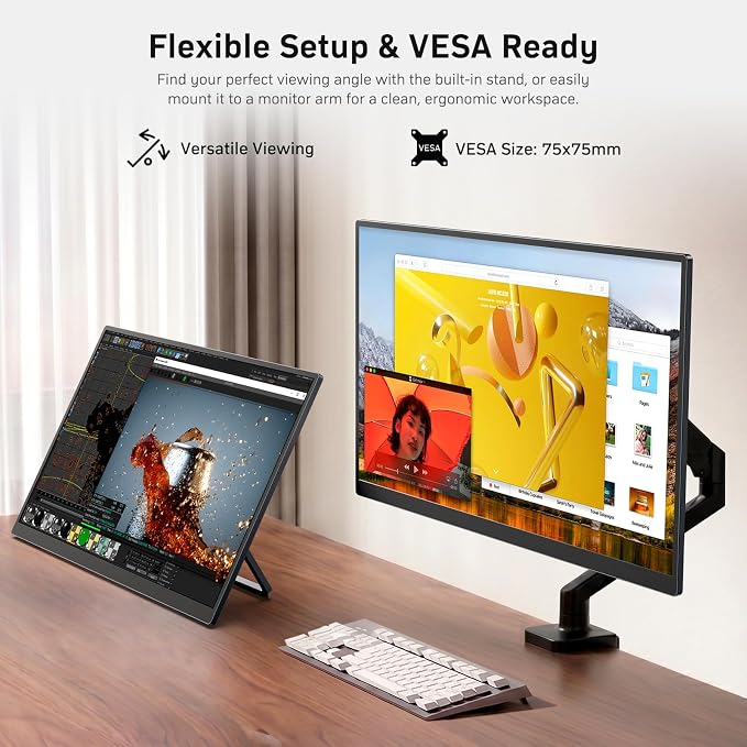 MNN 23.8" 100Hz FHD IPS USB-C HDMI Portable Gaming Monitor | 23.8" FHD IPS 100Hz, metal kickstand+speakers, USB-C/HDMI, PC/Phone/PS5/Xbox/Switch, home office & gaming.