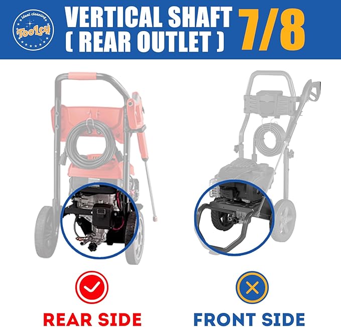 TOOLCY 7/8" Shaft Vertical Pressure Washer Pump - Rear Inlet/Outlet Max 3400 PSI @ 2.5 GPM OEM & Power Washer Pump for Gas Washer, More Replacement for Simpson, Ryobi, Honda etc