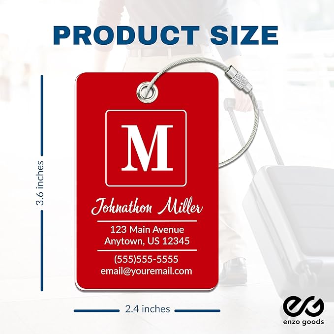 Personalized Luggage Tag | 10 Pack | Custom Luggage Tags for Suitcases | Kids Backpack Tag | 10 Color Options & Choose Font, Font Color