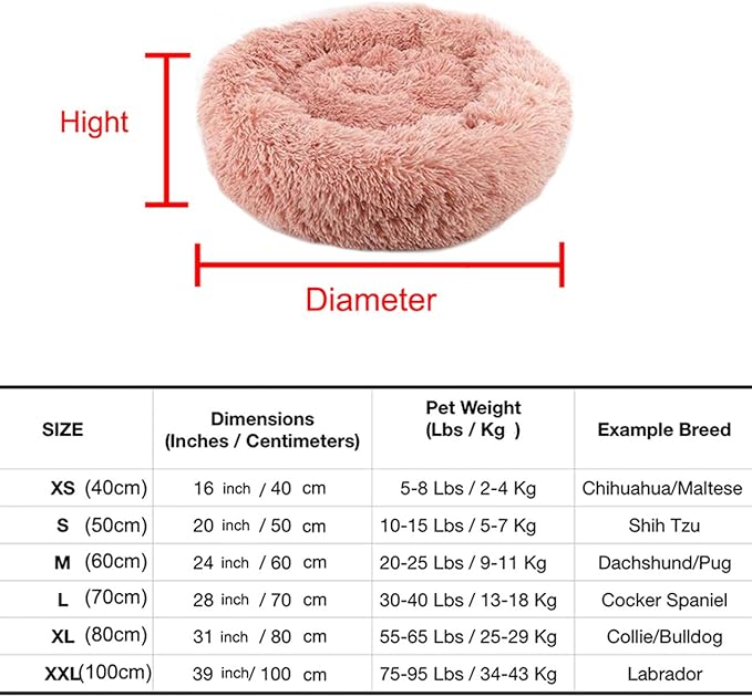 huraty Plush Dog Bed for Small Medium Dogs, Fluffy Donut Round Pet Cat Beds, Anti-Slip & Anti-Anxiety, 24 Inch for Puppy and Kitties, Teal, M