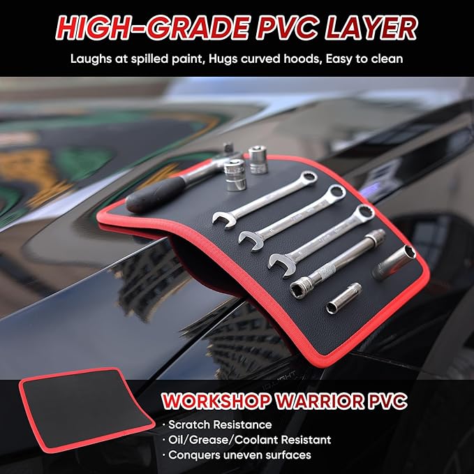 ‌Arcomin Magnetic Tool Mat & Holder | 12.8"x9.8" Flexible Magnetic Tray for Garage Workshop, Scratchproof PVC Surface with Non-Slip Grip | Auto Repair, Toolbox Organizer for Mechanics & DIY