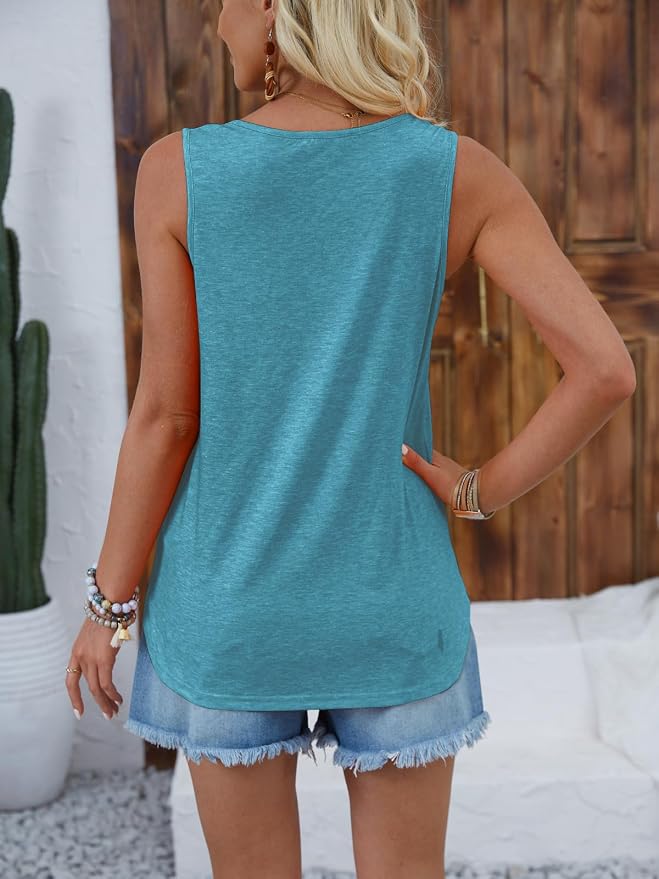 Halife Womens Half Zip V Neck Tank Tops Summer Sleeveless Shirts Casual Loose Top Blouses T Shirts
