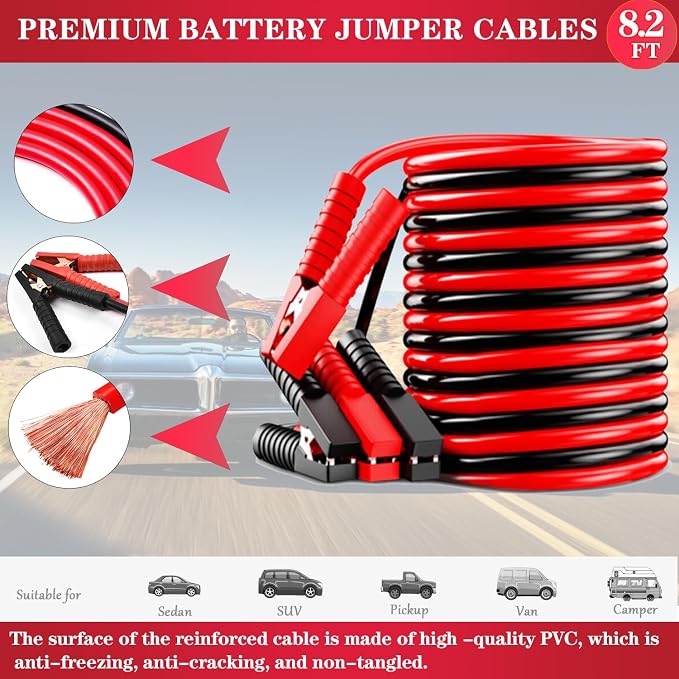 LIANXIN Roadside Emergency Kit Auto Safety Kit with Jumper Cables Headlamp | Gifts for New Drivers Storage Bag with Tow Rope, Gloves, Rainwear, Screwdriver,for Breakdowns, Travel and Winter Emergencies