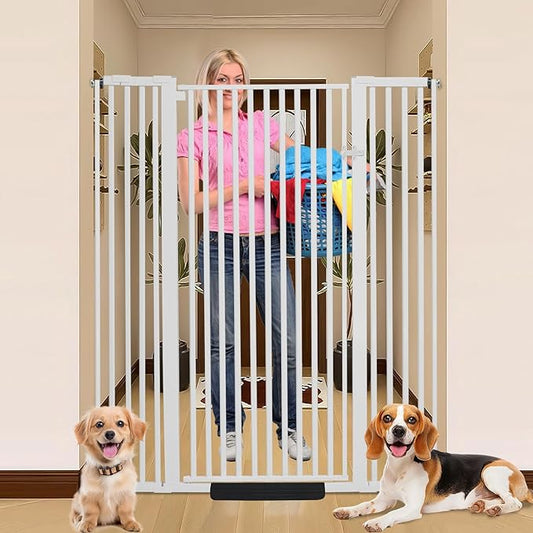 59 Inch Extra Tall Pet Gate for Cats,29.92“- 48” Adjustable Wide Dog Gates,No Drilling Pressure Mounted Walk Through Tall Cat Gate for Doorways,Hallway,Stairs