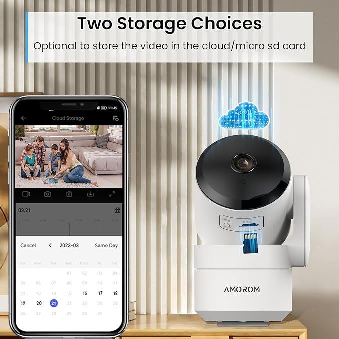 AMOROM Indoor Camera, AI Security Camera for Baby/Elderly/Pet Monitoring | AI Smart Detection & Alarm, 2-way Audio, Night Vision, 2.4G WiFi Control, Cloud & SD Card Storage, Alexa Assistant, 4 Pack