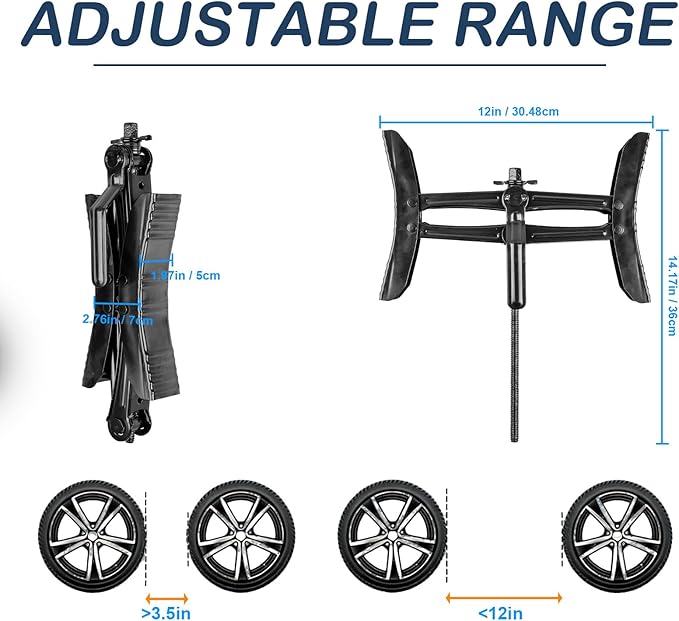 RV Wheel Chock Stabilizer X-Shaped, Adjustable 3.5-12 Inch Heavy Duty Wheel Stabilizer Lock for Travel Trailer, Camper & RV, Includes Wrench, Socket & Tools for Trailer Stabilizing