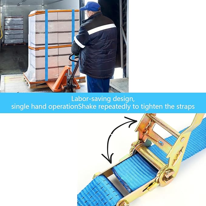 2 Pack Heavy Duty Ratchet E Track Straps - 20ft, 11000 LBS Break Strength, Etrack Tie Down Straps for Trailer, Trucks