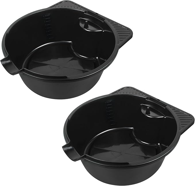 2 Pcs 2 Gallon (8L) Heavy Duty Oil Drain Pan, Portable Lube Drain Pan for Oil Changing - Fits Cars, Lawn Mowers, ATVs, Outdoor/Garage Use ﻿
