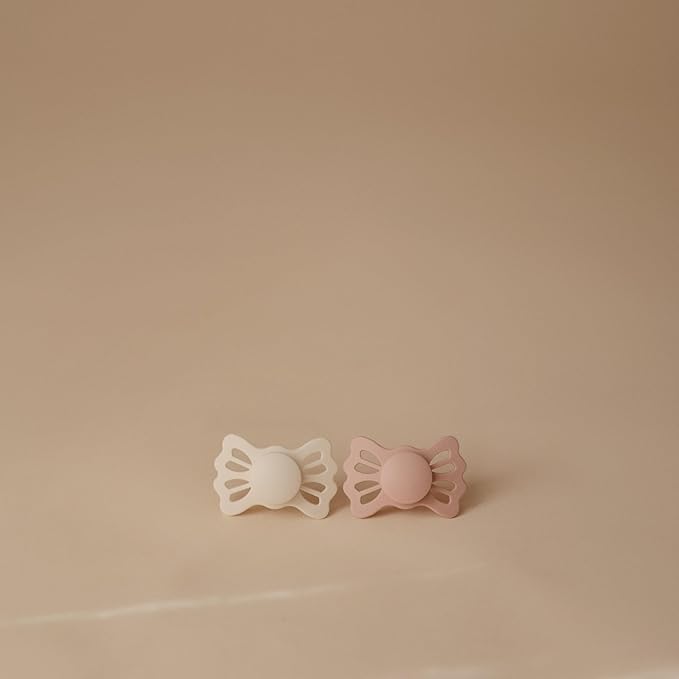 FRIGG Lucky Symmetrical SilkySoft Silicone Baby Pacifier | Made in Denmark | BPA-Free (Cream/Blush, 6-18 Months)