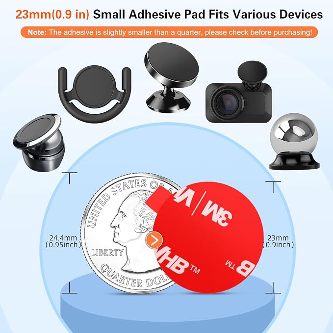 pop-tech Sticky Adhesive Replacement for Magnetic Car Mount, 8PCS Circular Heat Resistant Double Sided Strong Sticker Pads for Magnet Cell Phone Stand & Finger Ring Holder & Socket Grip Base