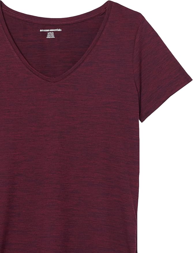 Amazon Essentials Women's Active Quick Dry Tech Stretch Short-Sleeve V-Neck T-Shirt (Available in Plus Size), Pack of 2