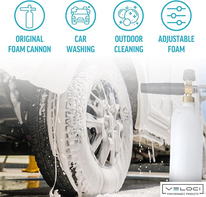 MTM Hydro Foam Cannon Pressure Washer Attachment for Cleaning Vehicles, Pole Barns, House Wash, Siding, Fences, Sidewalk, Roofs and More, Made in Italy, Adjustable with 32 oz. Bottle Commercial Grade