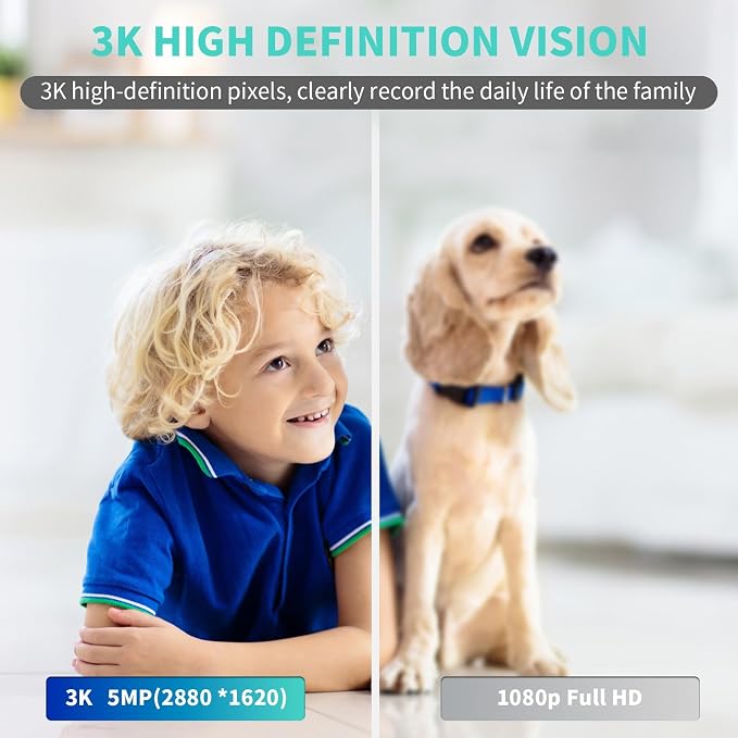 Indoor Camera, 3K HD Indoor Security Camera, 360�� Pan/Tilt Pet Camera, 2-Way Audio, Siren, Night Vision, Baby/Pet Monitor with Phone App 2.4G and 5G WiFi, Compatible Alexa and Google Assistant