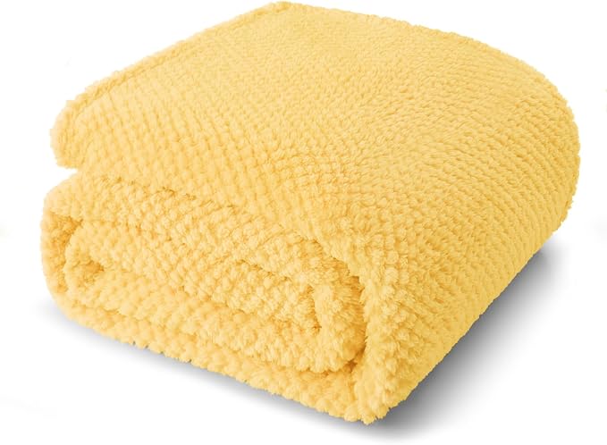 Whale Flotilla Soft Fleece King Size Bed Blanket, Yellow | 90x104 Inch, Suitable for Bed, Fluffy Fuzzy Jacquard Blankets for All Season, Lightweight and Cozy