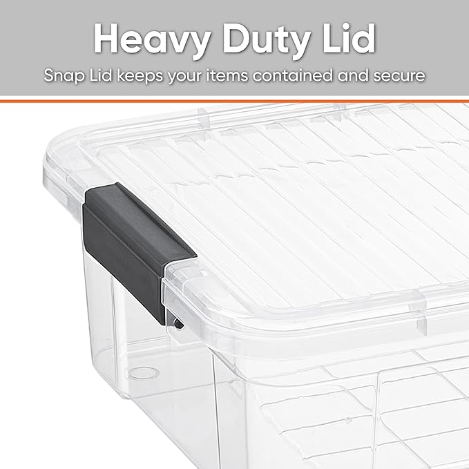 Superio 13.7 Qt Clear Plastic Storage Bins with Lids and Latches, Organizing Containers, Stackable Plastic Bin for Home, Garage, School, and Office