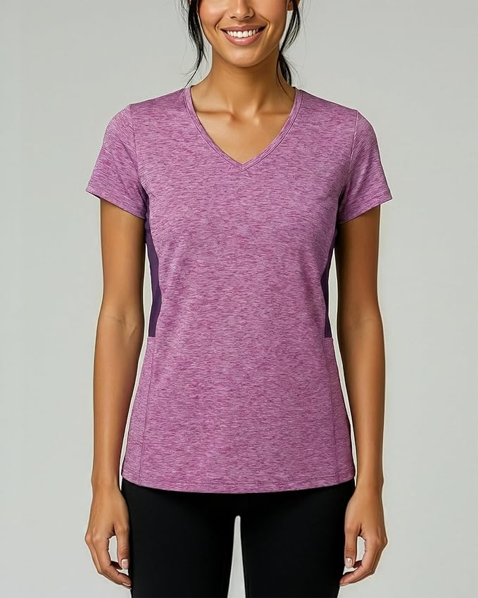 5 Pack Women's Dry Fit V Neck Workout Tops T Shirts Athletic Gym Yoga Tees | Available In Plus Size, Cooling Moisture-Wicking, Short Sleeve, Quick-Dry, Fitness, Stretch, Exercise, Running, Hiking