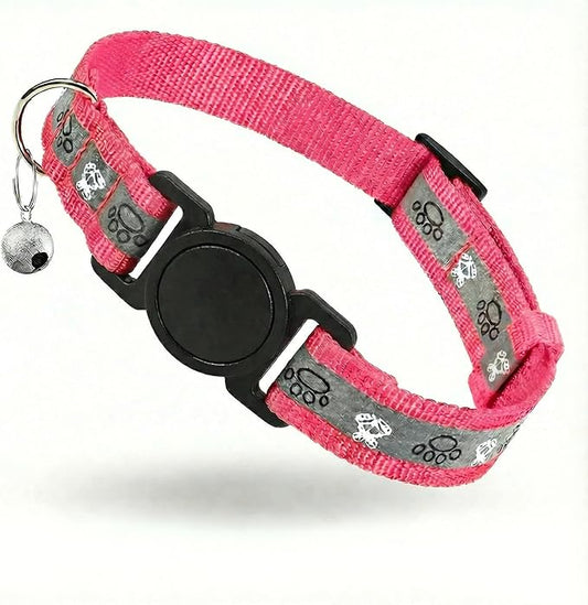 Cat Collar Breakaway, Reflective Kitten Collar with Bell, Safety Buckle Kitten Collar, Lightweight, Adjustable, Comfortable, Suitable for Boy Girl Cats (7"-13") Hotpink