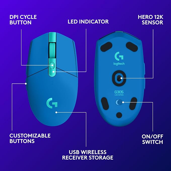 Logitech G305 Lightspeed Wireless Gaming Mouse - Blue