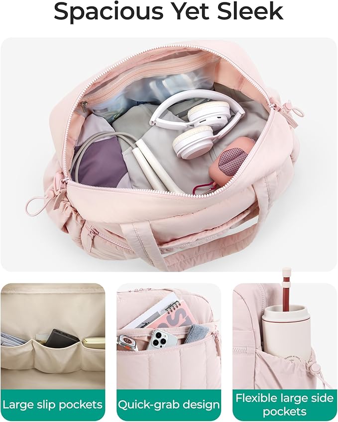 BAGSMART Duffle Bag for Travel, Gym Bag for Women, Weekender Carry on Bag | PVC Wet Pocket, Airline Approved Personal Carry-on Size, Fits Under-seat, One Bag for Gym, Travel, Hospital, Overnight