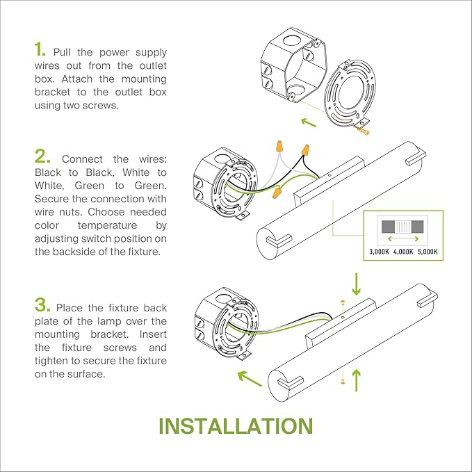 ASD LED 18" Vanity Wall Mount Light Fixture, Linear Bathroom Lighting Bar | 3CCT, Dimmable, Energy Star, ETL Listed | 20W 1500LM 3000-5000K 120V | Long Tube Bath Sconce Over Mirror | Nickel, 4 Pack