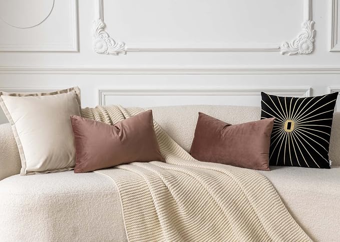 12x20 Throw Lumbar Pillow Covers Decorative Cushion Covers Set of 2,Jam | Soft Velvet Pillow Cases with Invisible Zipper for Modern Couch Sofa Bed Living Room Bedroom Home Decor