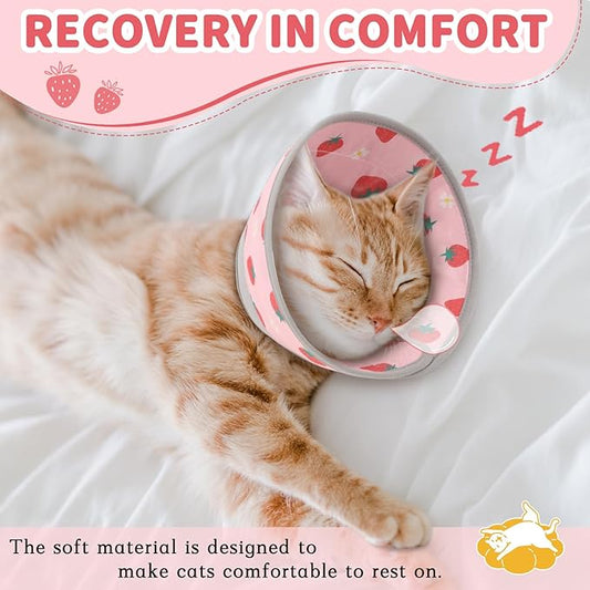 Cat Cone Collar Soft, Comfortable Cat Recovery Collar Pet Cone for Small Large Cats, Lightweight Elizabethan Collar for Cats Kittens After Surgery Prevent from Licking Wounds, Pink, S