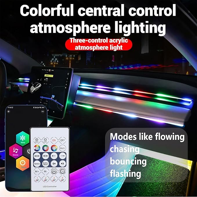 Neoflow Dynamic RGB Interior Light Kit,Neoflow LED Light,6 Light Strips Kit,Access Over 16 Million Colors and 213 Dynamic Modes,Adjustable Brightness,for Cars,Trucks,Suv (Kit+4*Synced Footwell Lights)