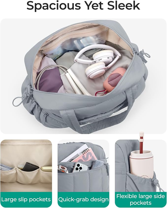BAGSMART Duffle Bag for Travel, Gym Bag for Women, Weekender Carry on Bag | PVC Wet Pocket, Airline Approved Personal Carry-on Size, Fits Under-seat, One Bag for Gym, Travel, Hospital, Overnight