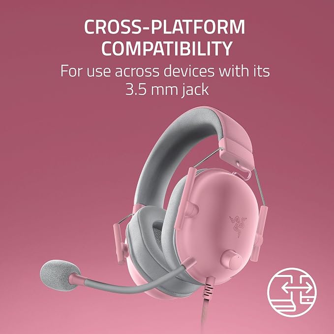 Razer BlackShark V2 X Wired Xbox Gaming Headset, Pink | 50mm Drivers, Cardioid Mic, Lightweight, Comfortable Noise Isolating Earcups, For Xbox Series X, Series S, PS5, PC, Switch