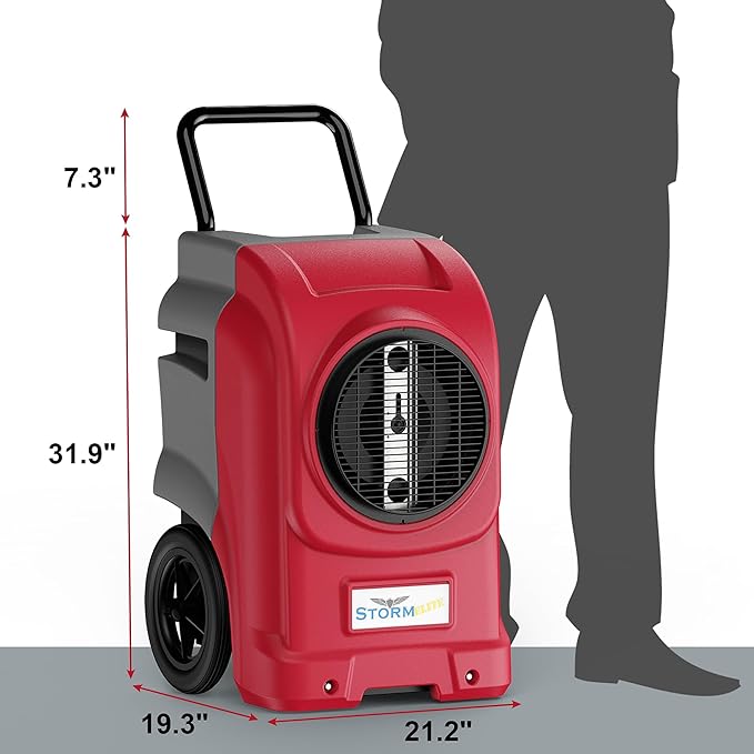AlorAir 270 Pints Commercial Dehumidifiers for Large Room or Basements, Industrial Large Dehumidifier with Pump and Drain Hose, Dehumidifiers with Smart Wi-Fi, 5 Years Warranty, Red