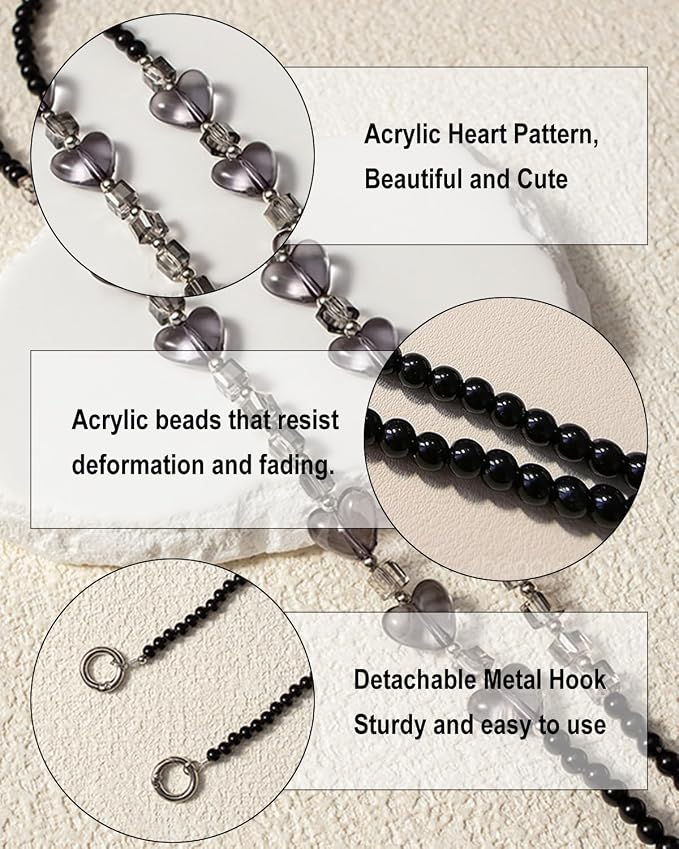 Phone Chain Crossbody Pearl Strap,Pearl Beaded Chain Shoulder Crossbody Lanyard with Phone Tether Patches Compatible with Most Phones Bag Purse