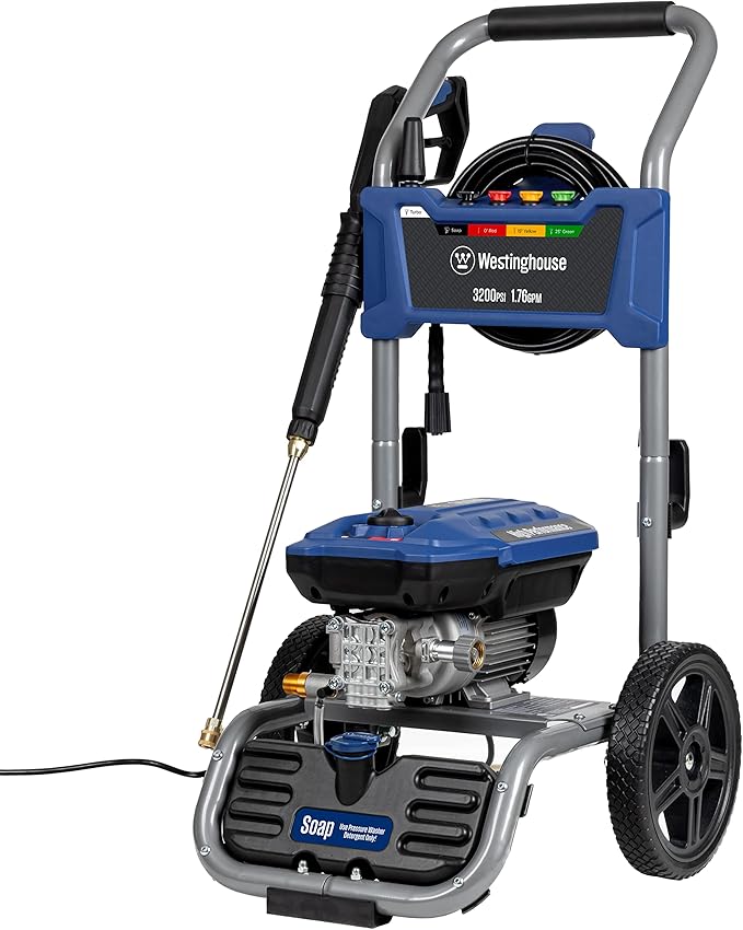 Westinghouse WPX3200e Electric Pressure Washer, 3200 Max PSI and 1.76 Max GPM, Universal Motor, Onboard Soap Tank, Spray Gun and Wand, 5 Nozzle Set, for Cars/Fences/Driveways/Homes/Patios/Furniture