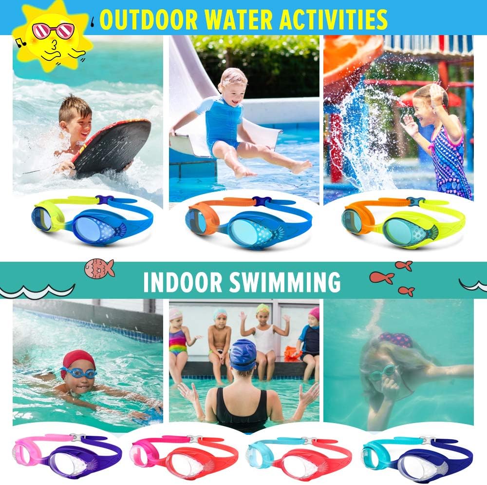 OutdoorMaster Kids Swim Goggles - Quick Adjustable Strap, Comfortable Fit | 2-Pack Set
