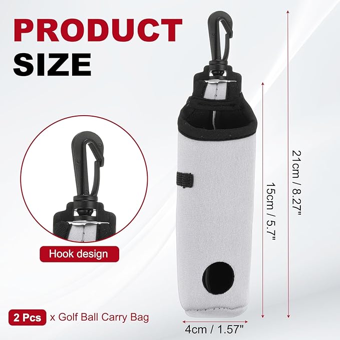 uxcell Golf Ball Carry Bag, Waist-Mounted Storage Bag Neoprene Golf Tee Holder Pouch with Lightweight Hook for Men and Women