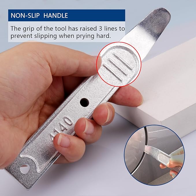 4140 Pry Tool, 2pcs Pry Bar Trim Removal Tool, Pocket Pry Bar, Car Trim Removal Tool Kit, Easily Removes Trim, Paneling, Sheet Metal, Fasteners, and More (2)
