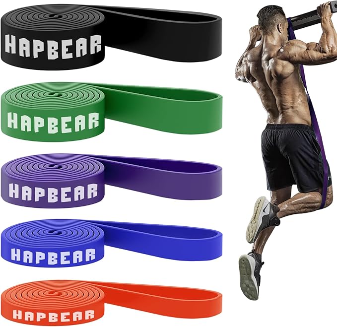 HAPBEAR Pull Up Assistance Bands Set of 5 - Resistance Bands for Working Out, Stretching, Physical Therapy, Muscle Training